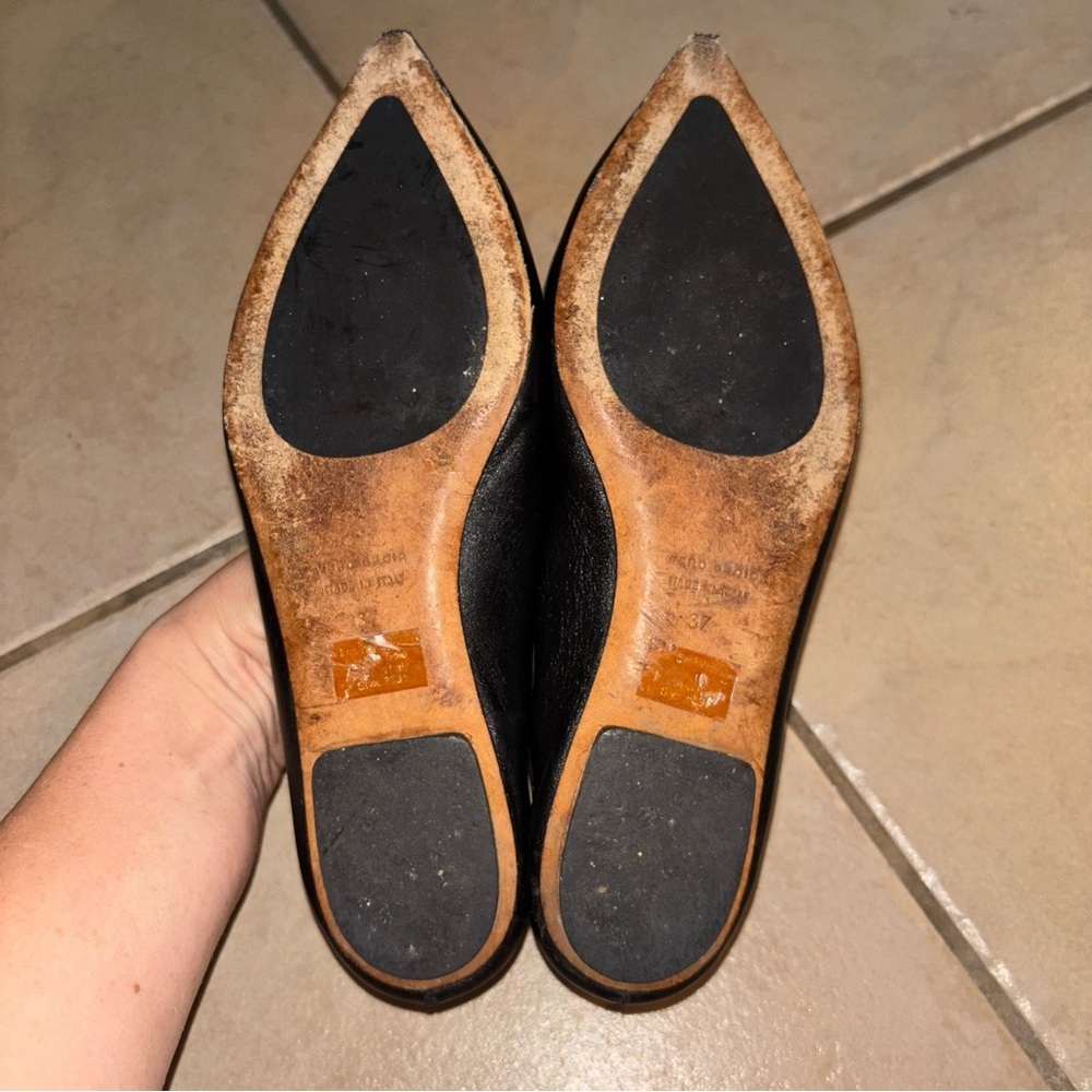 Avellini Black Leather Pointed Toe Penny Loafer Slingback Flats Made in italy - Picture 7 of 8